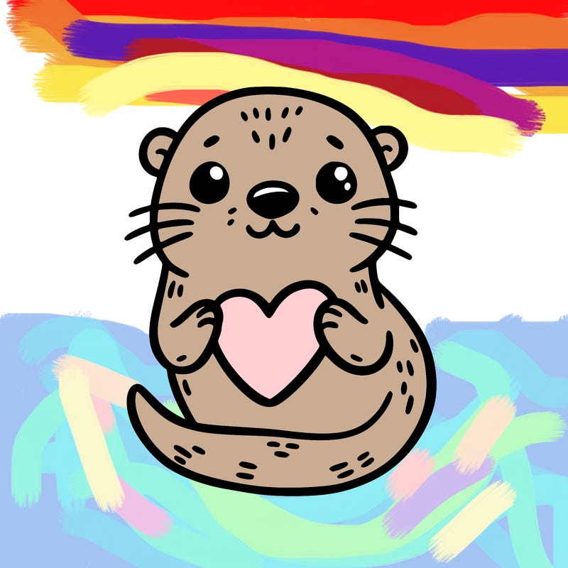 otter with a heart