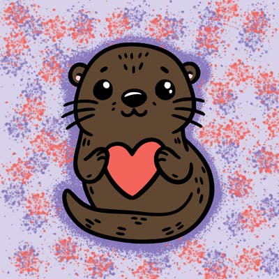 otter with a heart