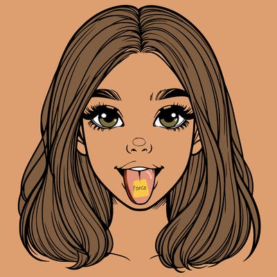 realistic girl with her tongue out