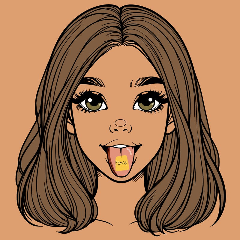 realistic girl with her tongue out