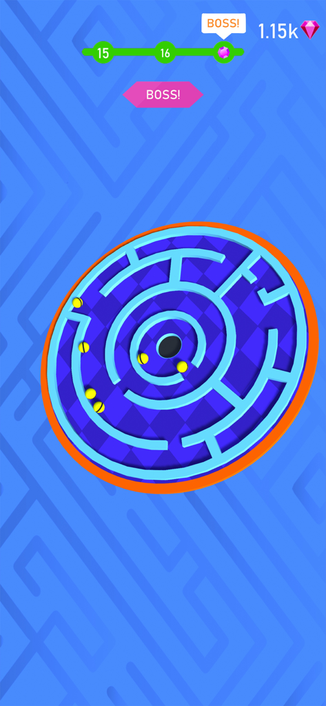 3D Maze: Tilt Puzzle Game - Gameplay of a circular 3D tilt maze puzzle showing a boss level challenge.
