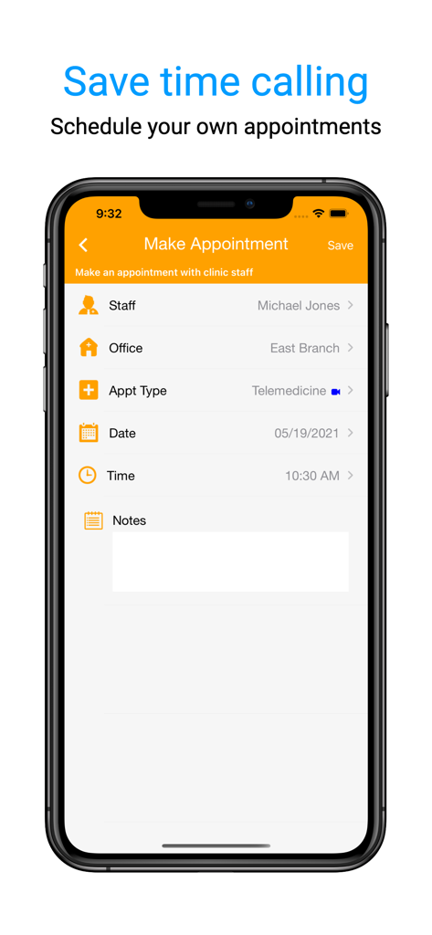 nAble Health mobile app interface for scheduling a medical appointment and telemedicine call