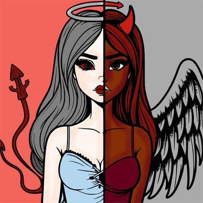 devil vs angel realistic girl