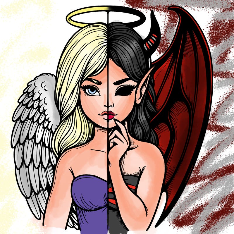 realistic angel half demon