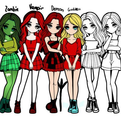 a group of girls realistic