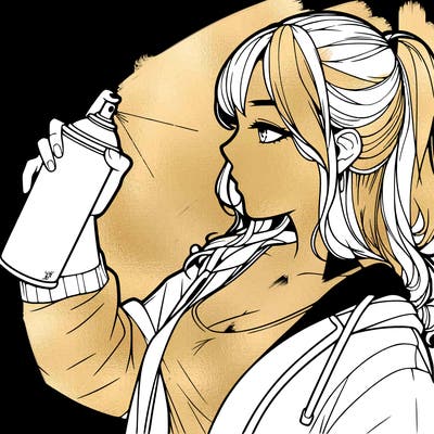 a realistic girl spray, painting