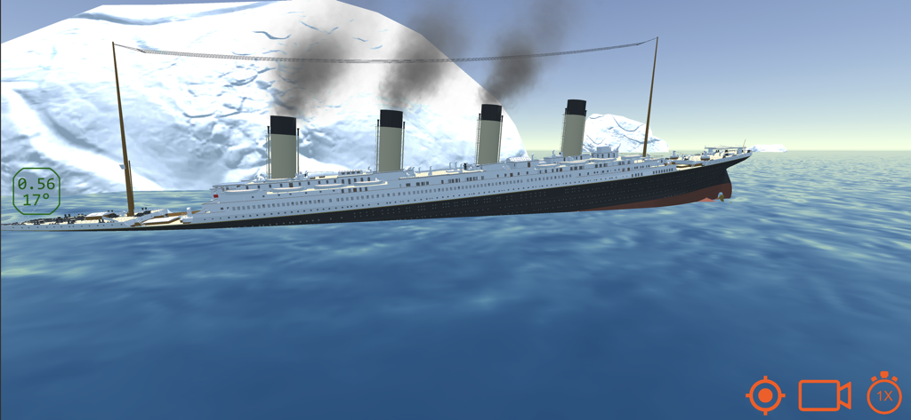 Ship Handling Simulator - A large ship sinking near an iceberg in Ship Handling Simulator