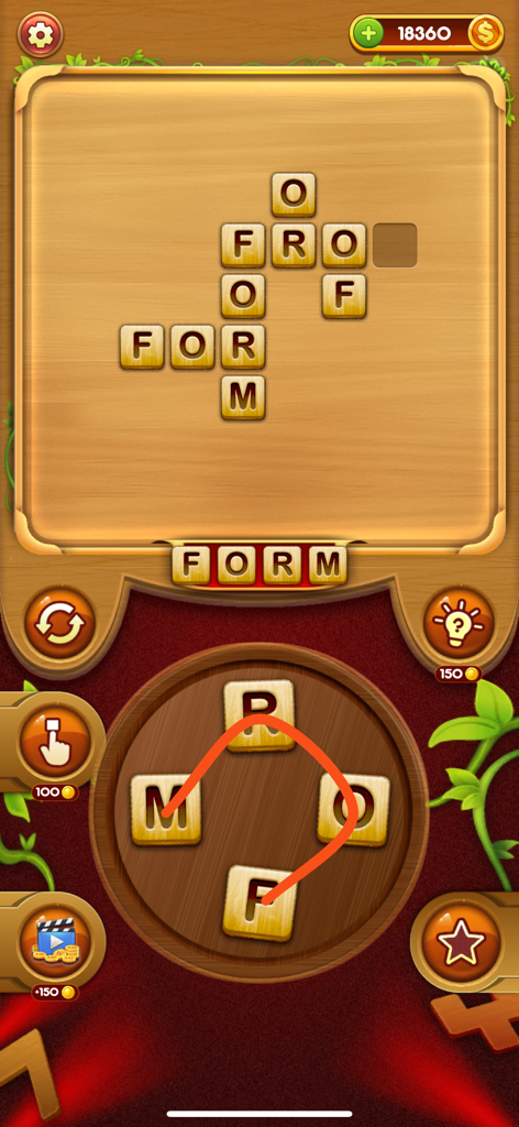 Word Connect: Word Link Quest - Word Connectのゲームプレイ画面。木製レタータイルとワードパズルボードが表示されています。