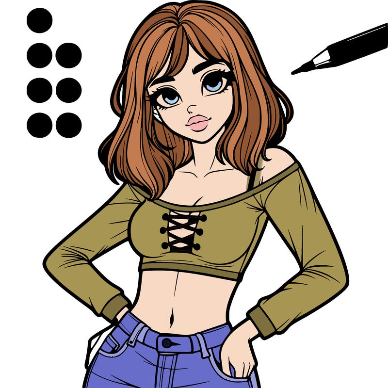 realistic sassy girl with a belly shirt