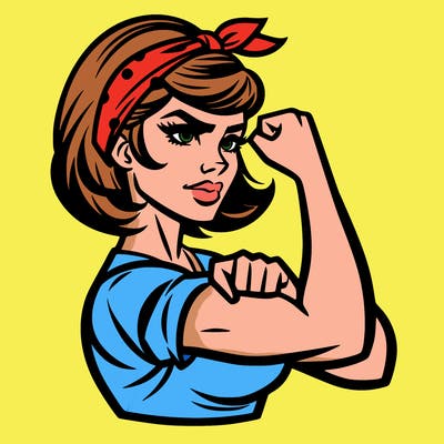 strong woman with a 60s american ad style