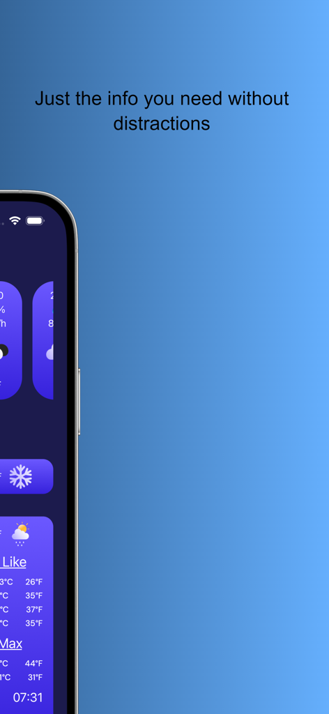 DualTemp Weather - DualTemp Weather app screen showing both Celsius and Fahrenheit units in a minimalist interface.