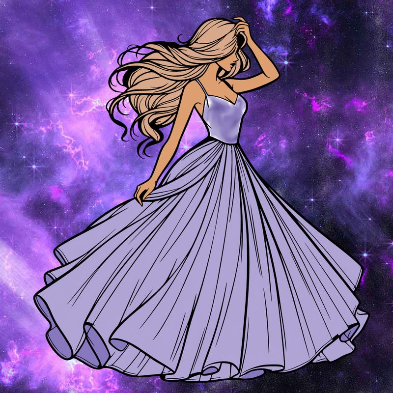 realistic woman with dress flowing in the wind