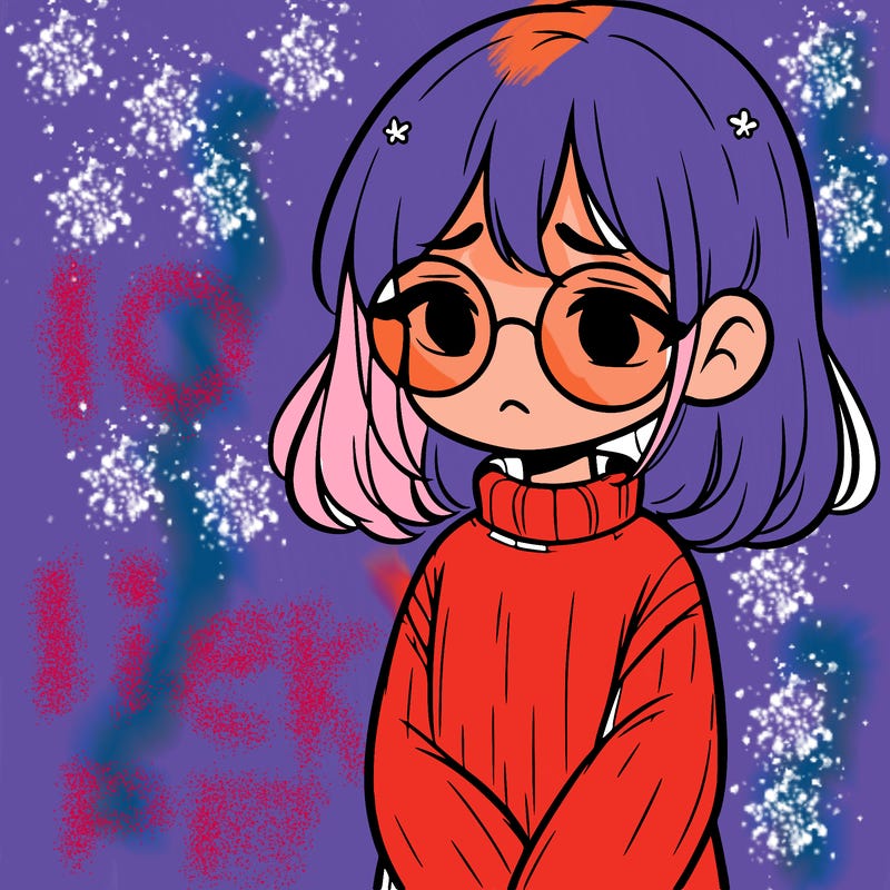 sad girl with glasses in a sweater