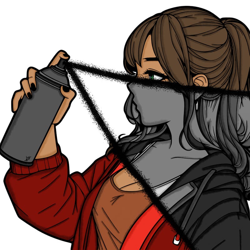 a realistic girl spray, painting