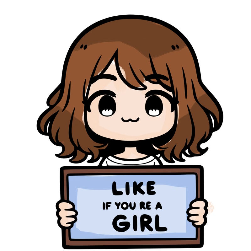 a cute girl holding a sign that says like if you’re a girl