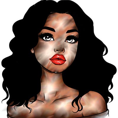 realistic girl with wavy hair and lips