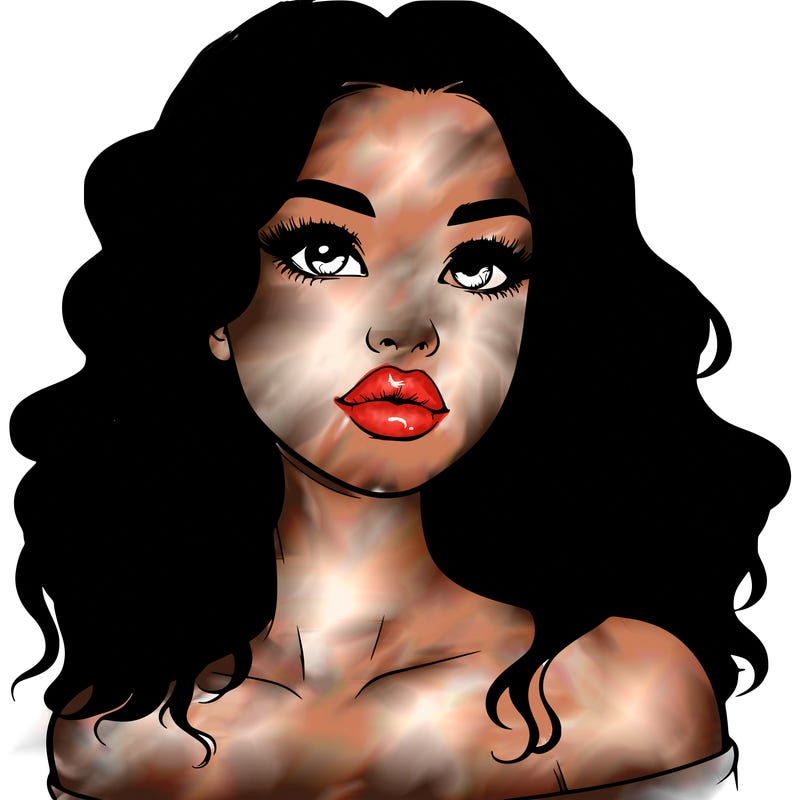 realistic girl with wavy hair and lips