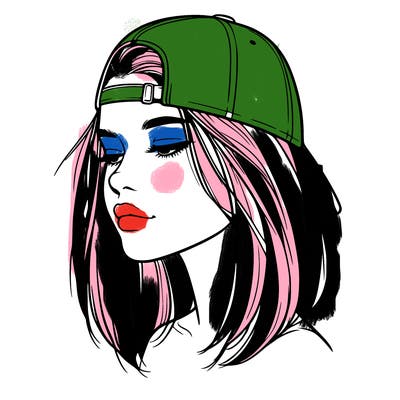 realistic  girl with a backwards hat