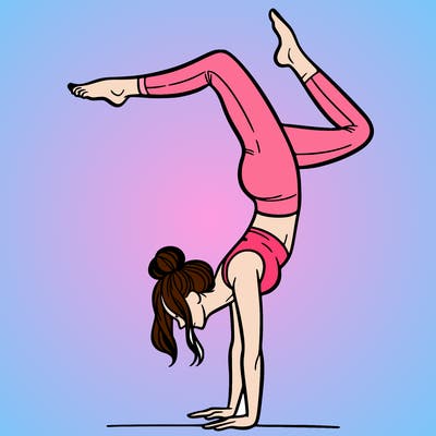 a woman doing a handstand