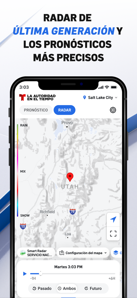 Real time weather radar for Utah in the Telemundo Utah mobile app