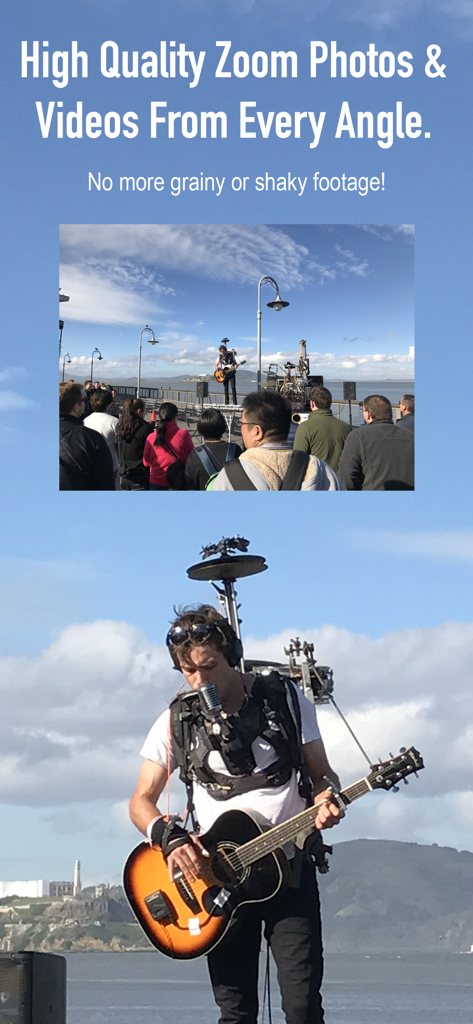 Binoculars - High quality zoom photo of a street performer captured with the Binoculars app.