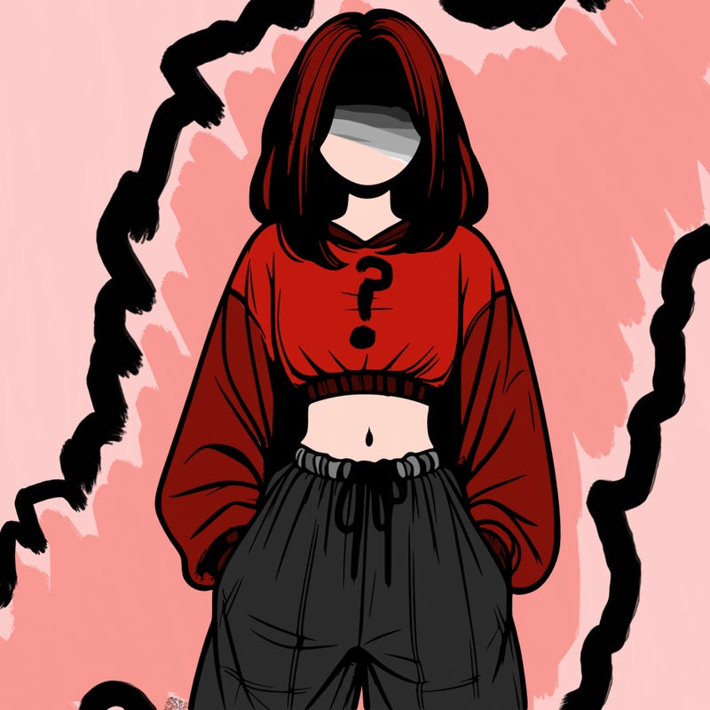 realistic girl faceless with baggy pants and a crop top