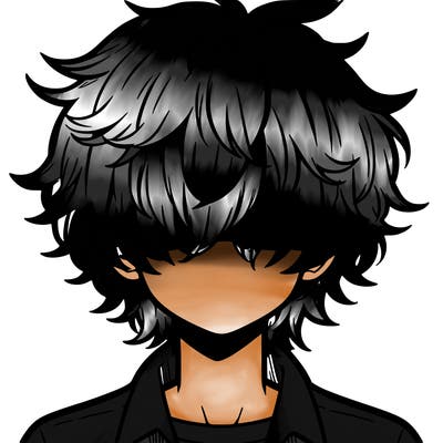 manga boy fluffy hair covering his eyes