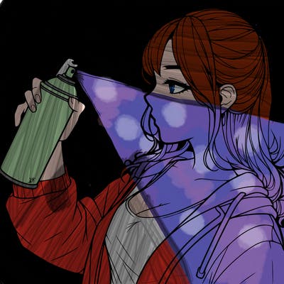 a realistic girl spray, painting