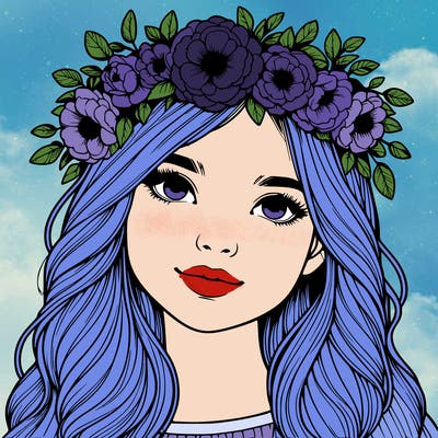 realistic girl with flower crown