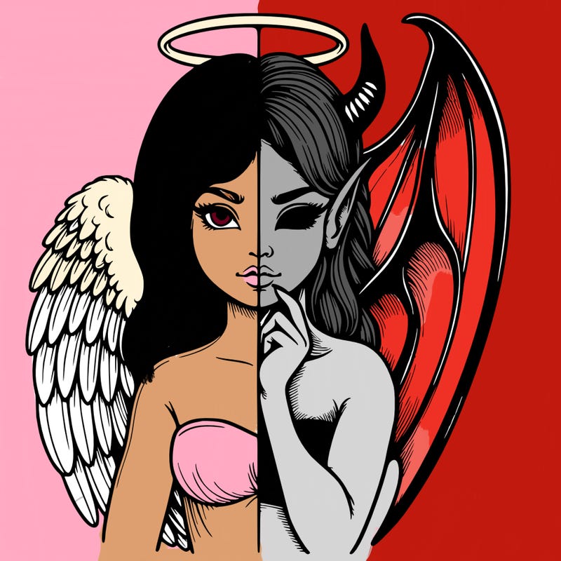 realistic angel half demon