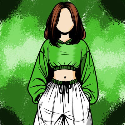 realistic girl faceless with baggy pants and a crop top