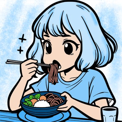 a girl eating food