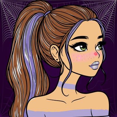 a beautiful and realistic girl with a high pony tail