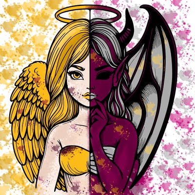 realistic angel half demon