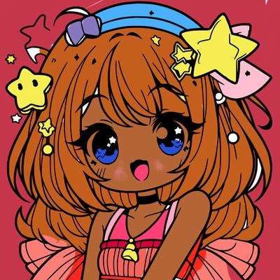 cute anime girl with star accessories