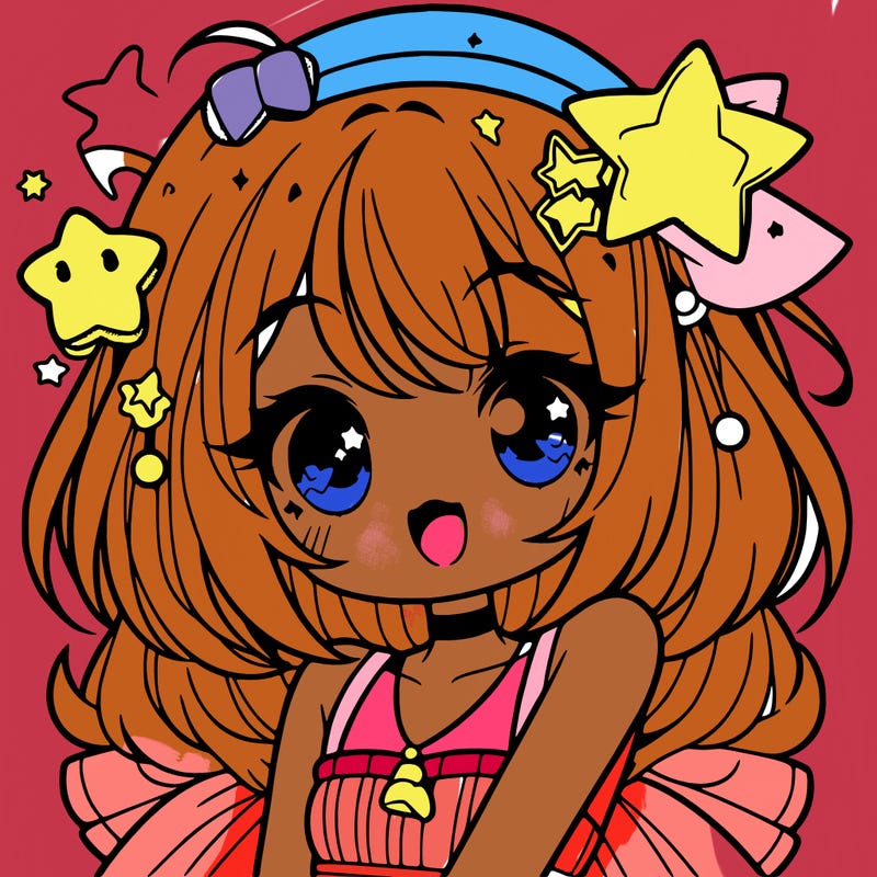 cute anime girl with star accessories