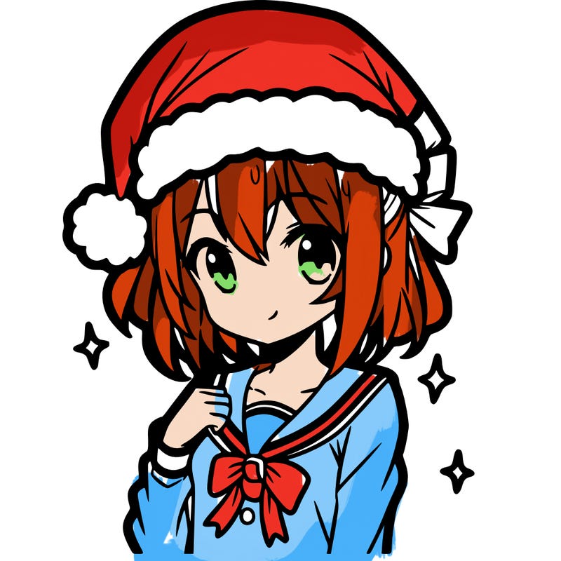 anime girl wearing a santa hat