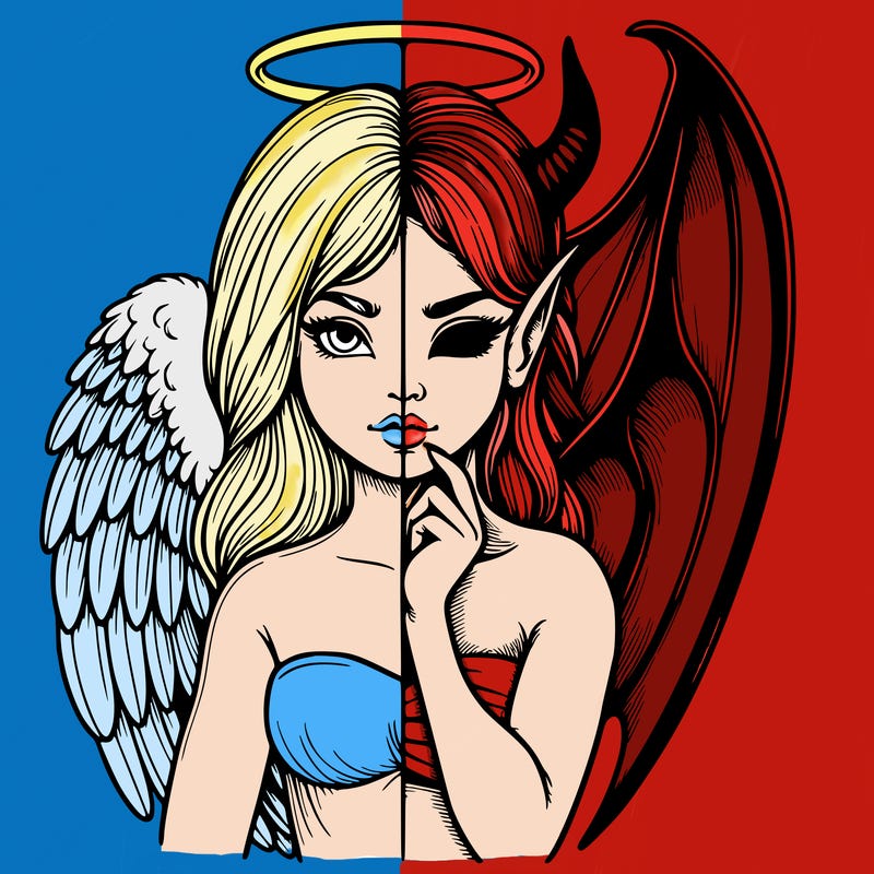 realistic angel half demon