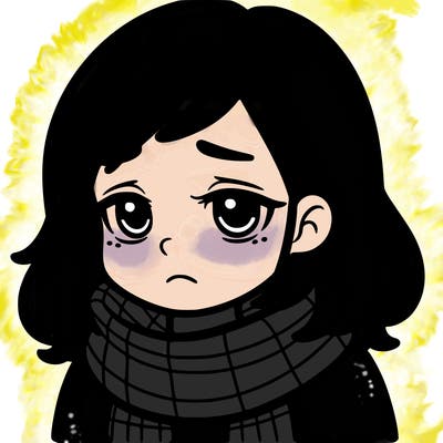 a girl with a scarf looking tired