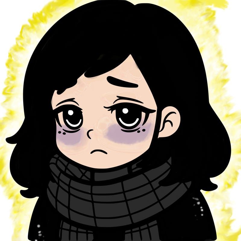 a girl with a scarf looking tired