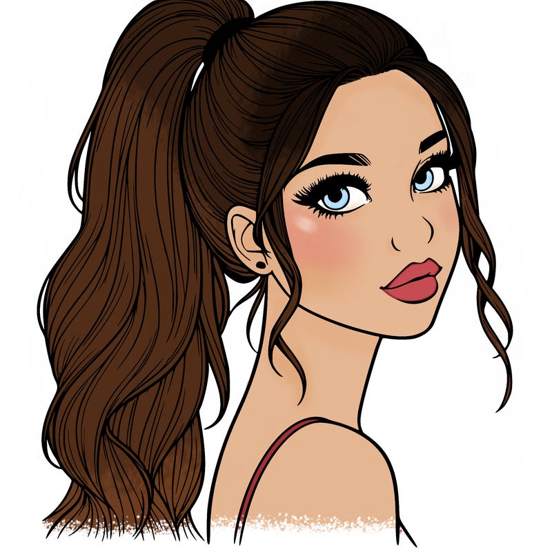 realistic pretty girl with high pony tail