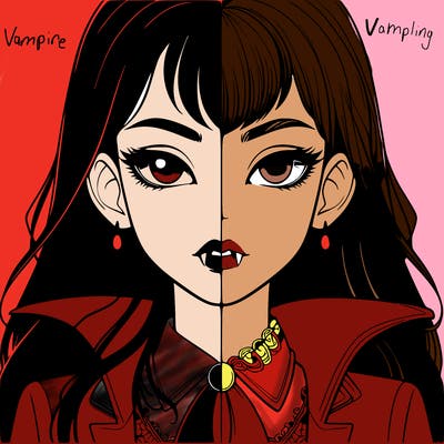 split realistic girl vampire