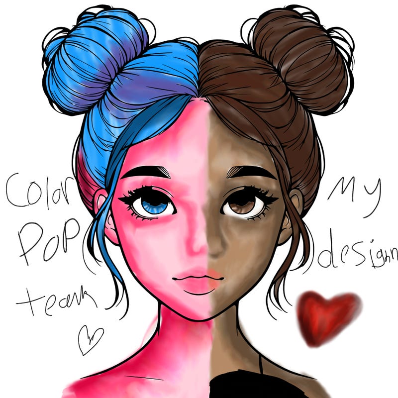 realistic girl with two buns on top of her head