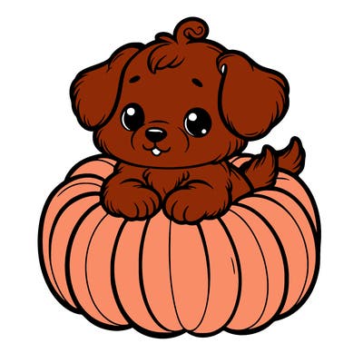 cute little puppy in a pumpkin