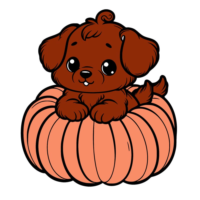 cute little puppy in a pumpkin