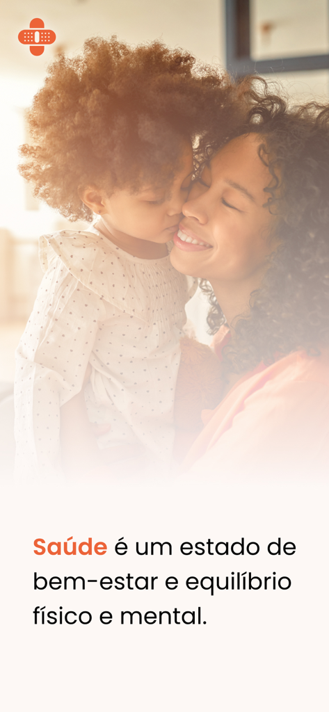 A mother hugging her child with a text about physical and mental health wellbeing