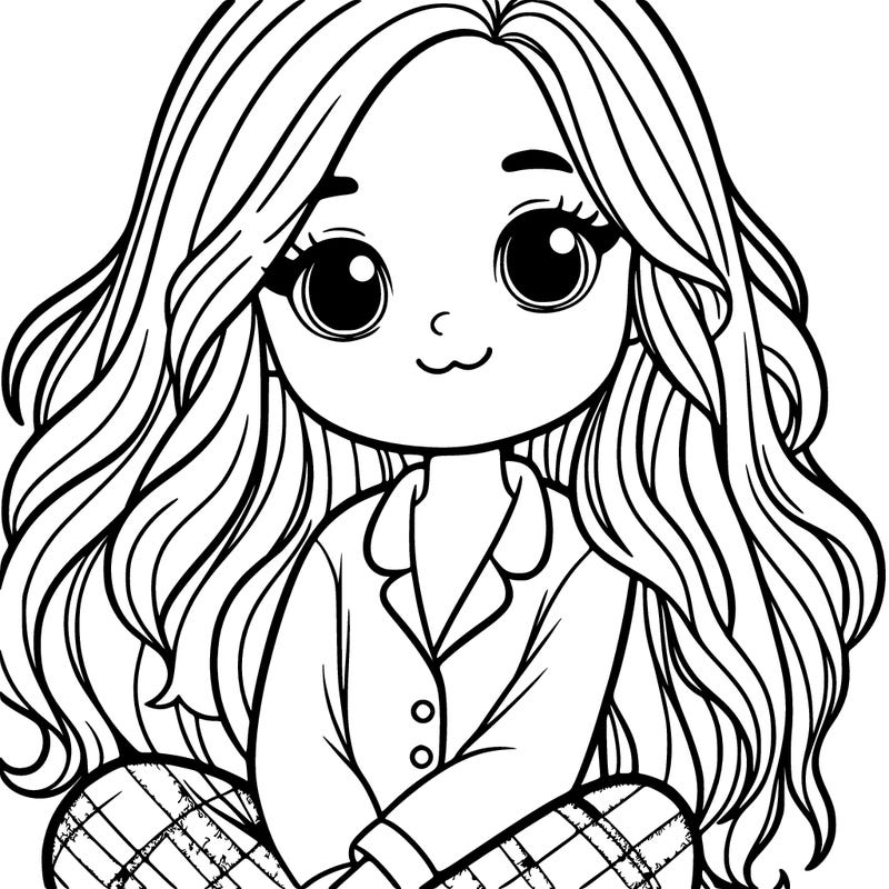 a girl with long hair in pajamas