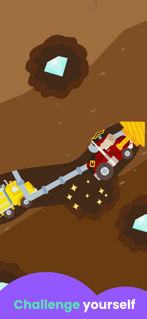 Truck Games: for Kids - Two colorful trucks digging underground tunnels to find diamonds in a kids educational game