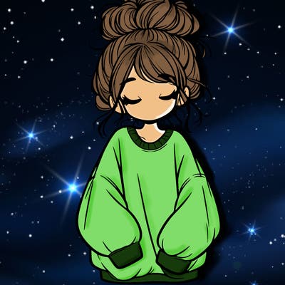 girl with baggy sweatshirt and messy bun