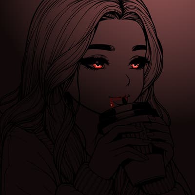realistic girl drinking coffee